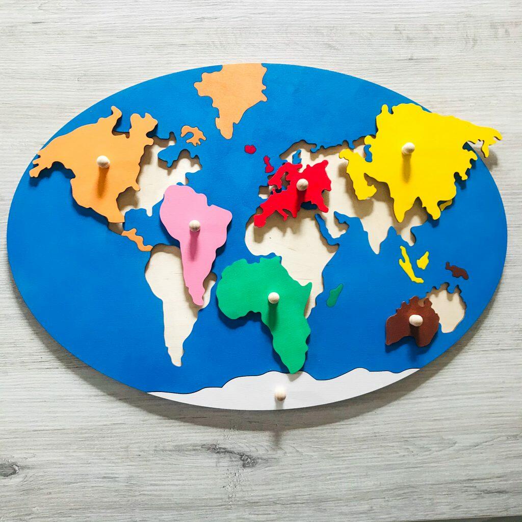 układanka mapa świata kontynenty