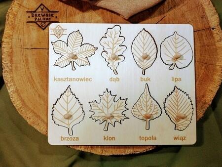 drewniana układanka liście