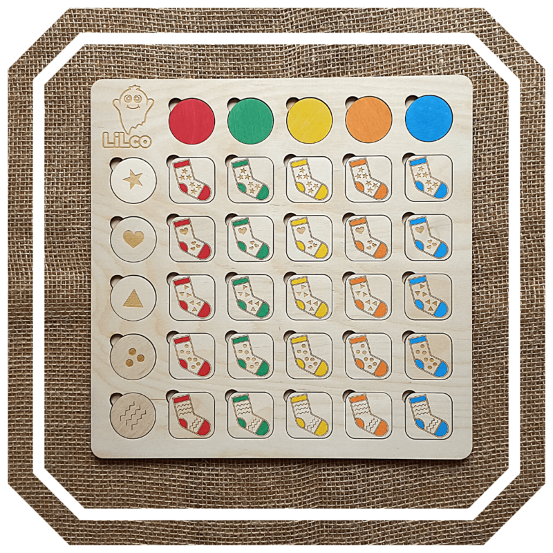 układanka lewopółkulowa kolorowe skarpetki