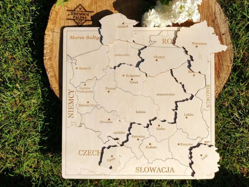 układanka drewniana wojewodztwa Polski mapa