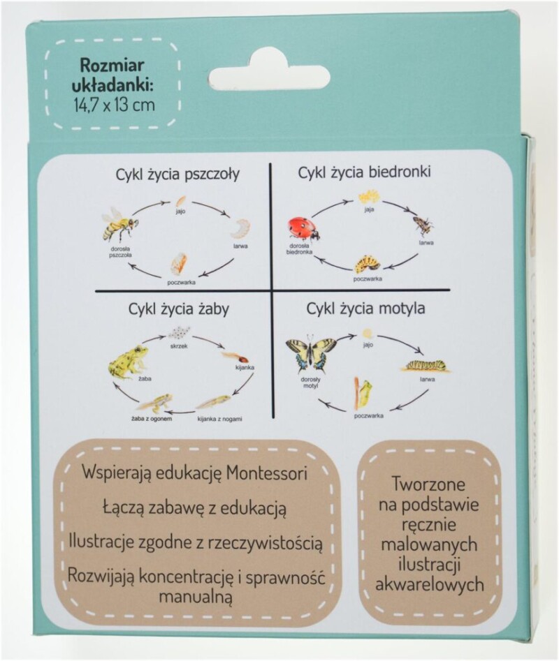 puzzle cykl życia zwierząt mama maluje montessori