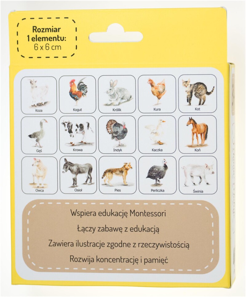 memo zwierzęta wiejskie mama maluje montessori