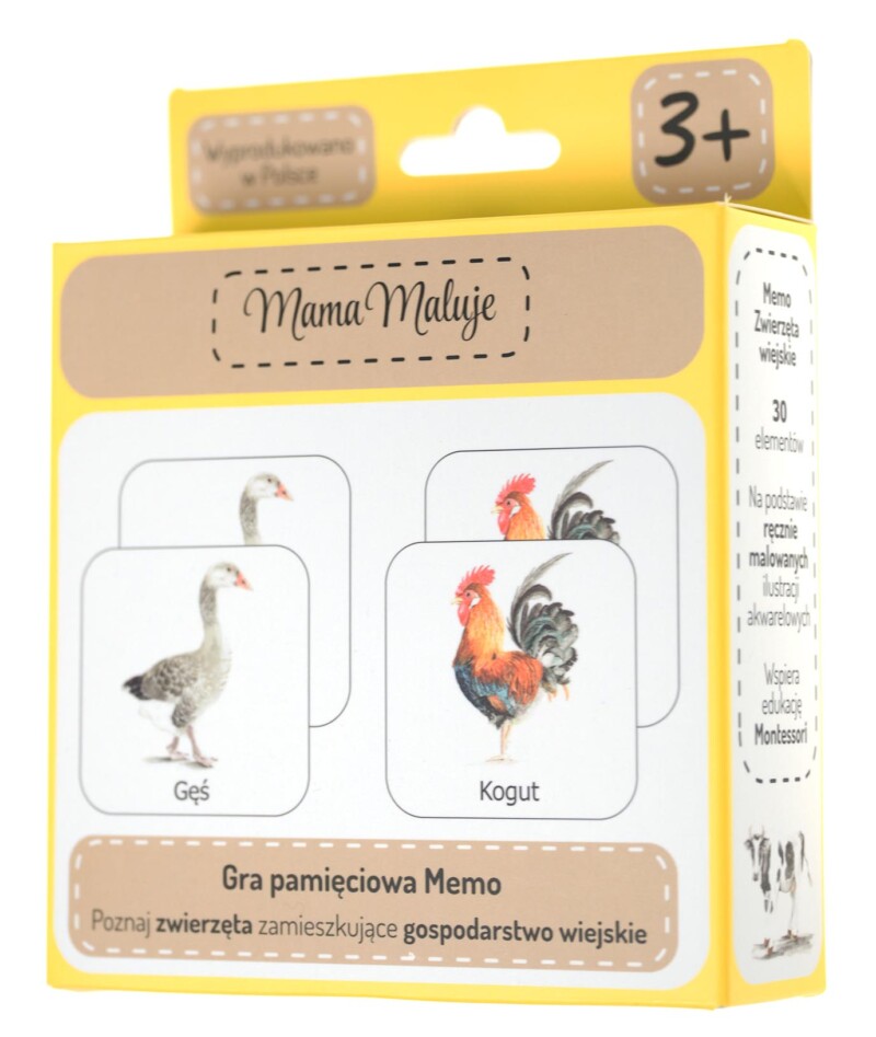 memo zwierzęta wiejskie mama maluje montessori