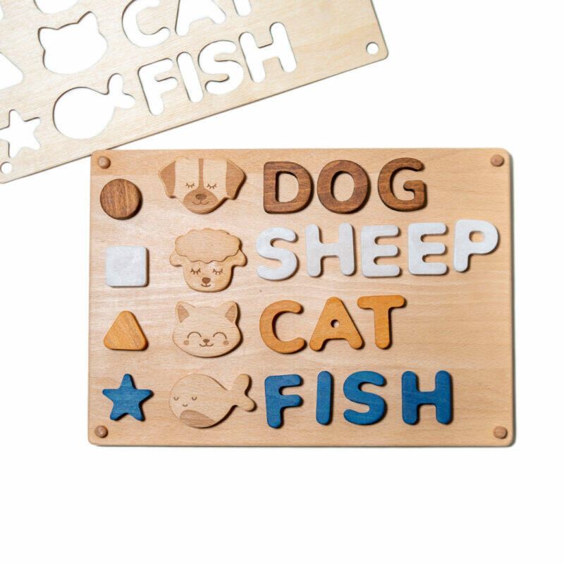 układanka drewniana po angielsku Julu