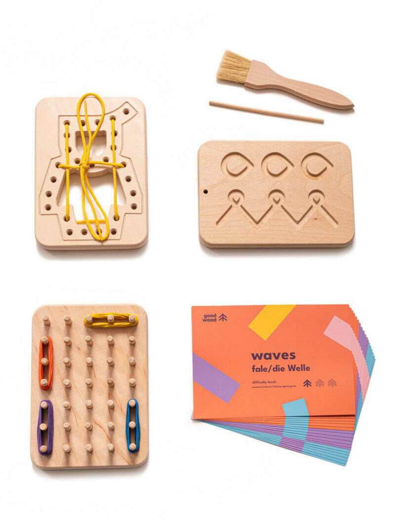 Zestaw kreatywny geoplan + tabliczka + przeplatanka good wood